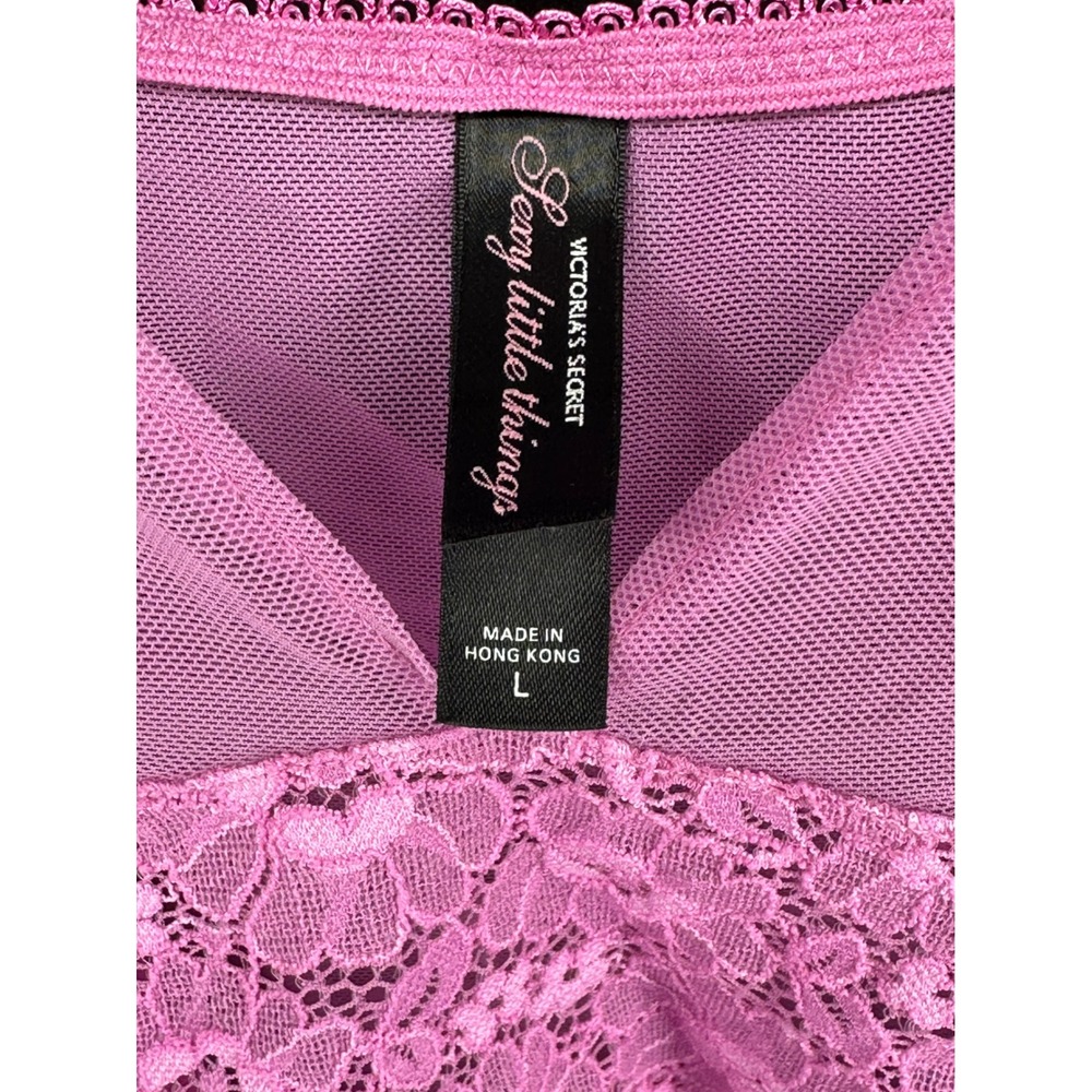 Victorias Secret Sexy Little Things Lace Mesh Bow Camisole Top Purple Large - Picture 6 of 6